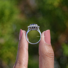 Oval Gemstone Halo Engagement Ring