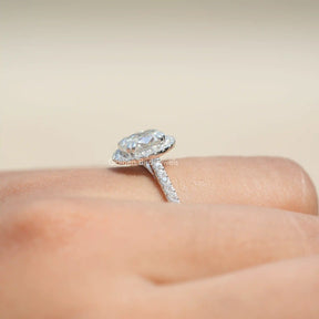 Crushed Ice Oval Moissanite Halo Accent Ring