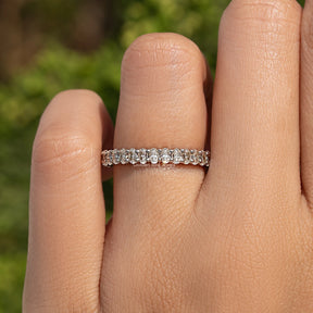 Oval Cut Moissanite Three Quarter Eternity Band