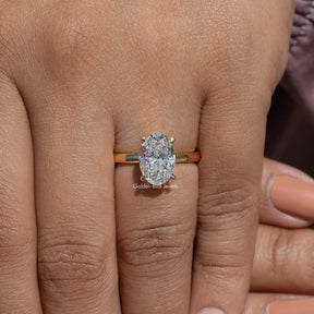 Oval Shape Lab Diamond Solitaire Engagement Ring