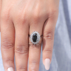 Oval Shaped Moissanite Halo Engagement Ring