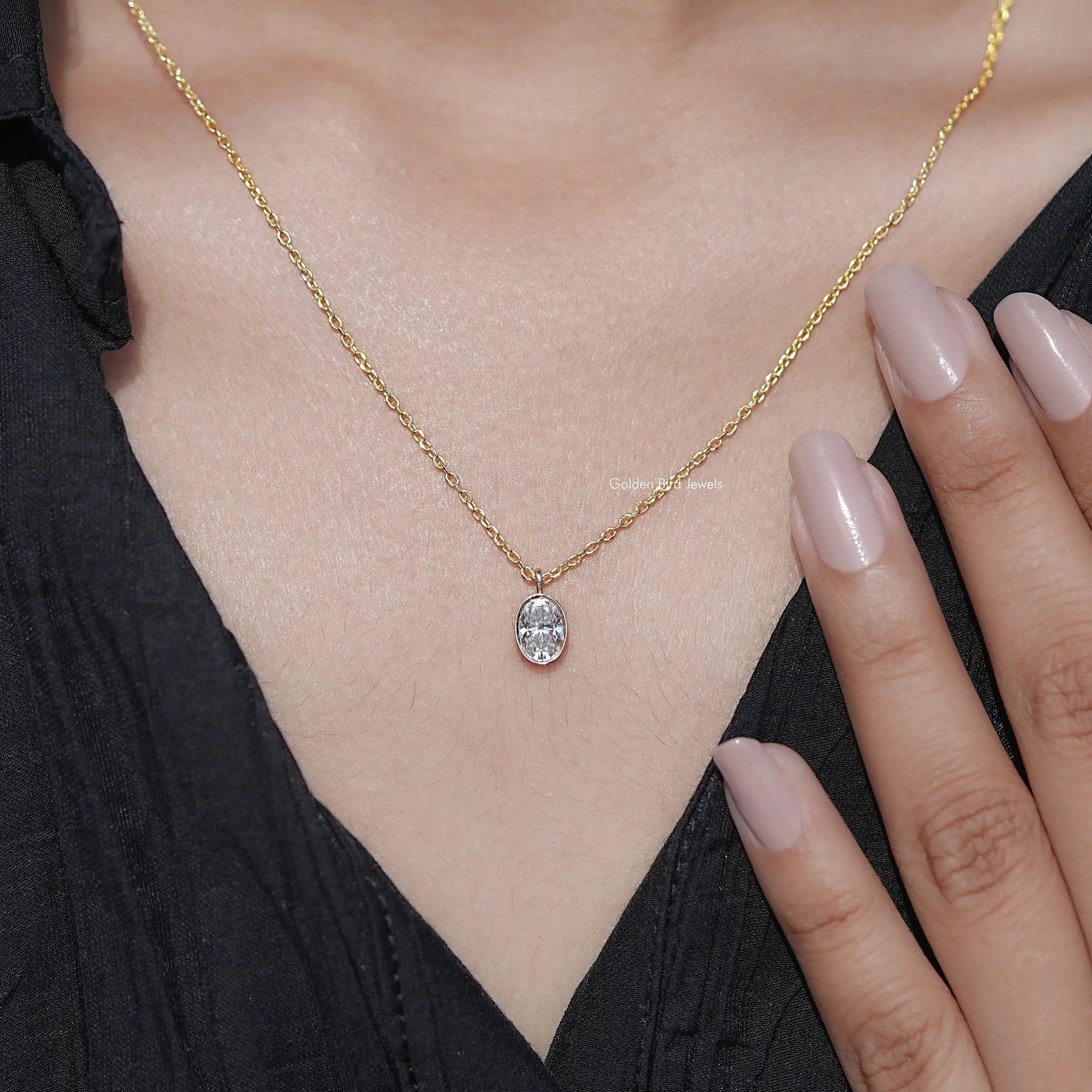 Oval Cut Moissanite Solitaire Pendant