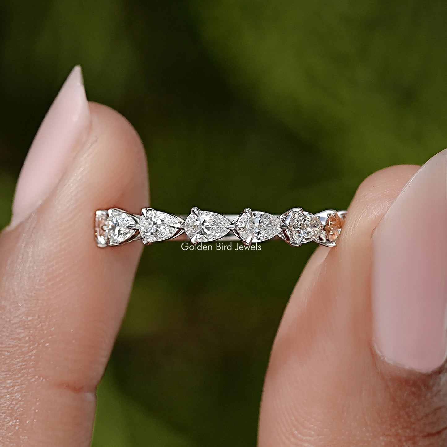 Pear Cut Lab Diamond Eternity Wedding Band