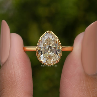 Old Mine Pear Moissanite Solitaire Engagement Ring