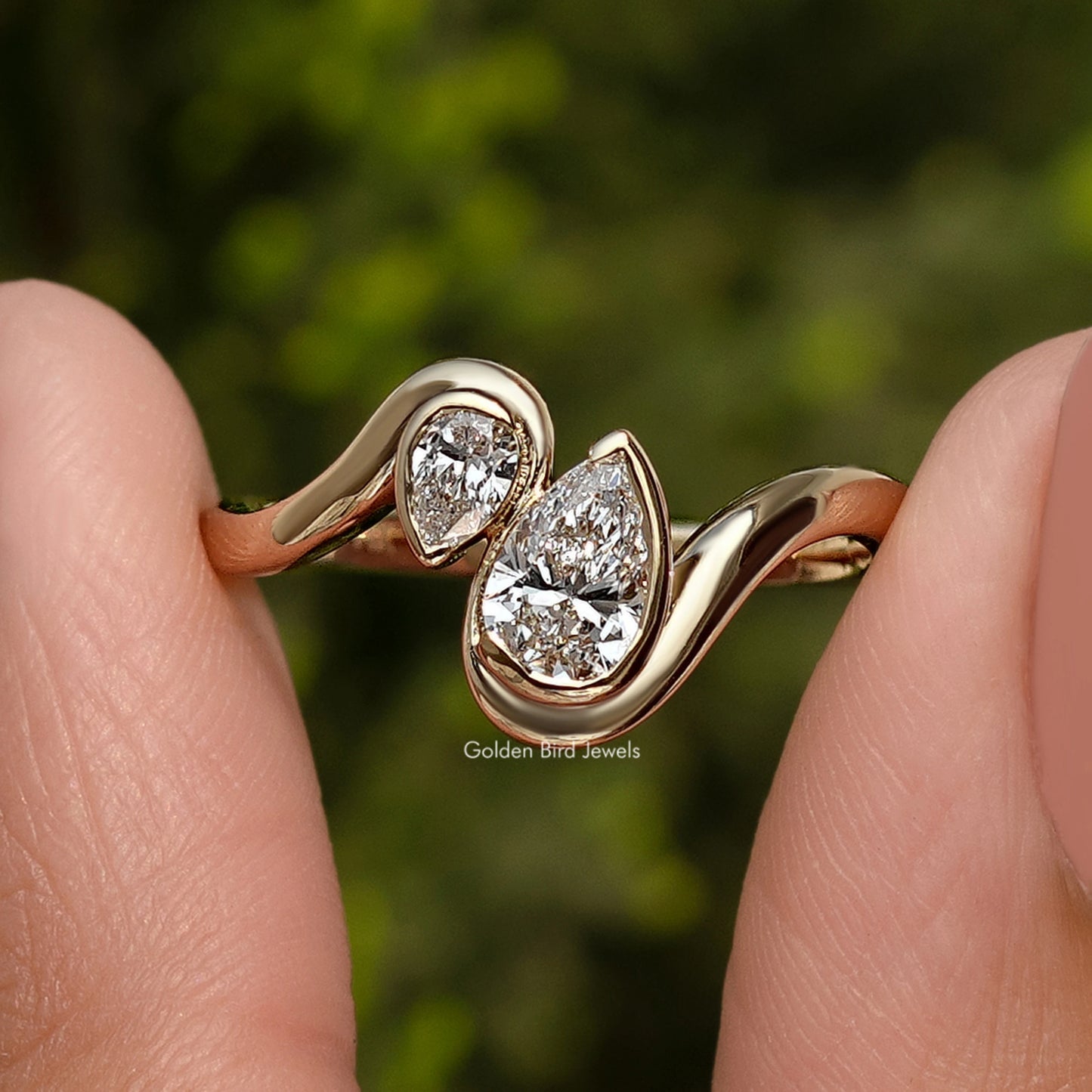 2 Stone Pear Cut Lab Diamond Toi Et Moi Ring