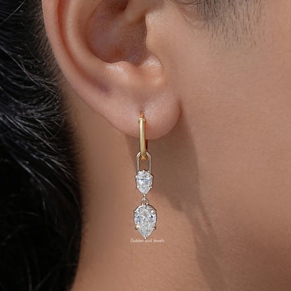 Pear Cut Moissanite Dangle Drop Earrings