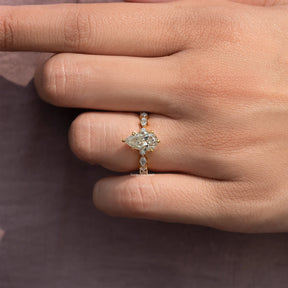 Pear Cut Moissanite Accent Engagement Ring
