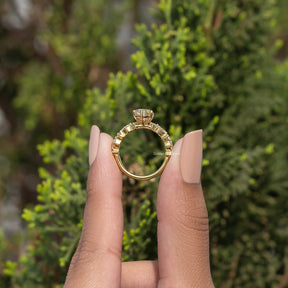 Pear Cut Moissanite Accent Engagement Ring