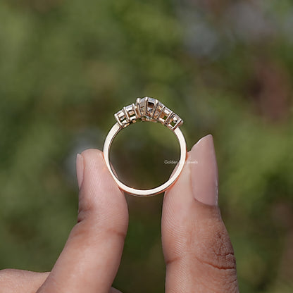Back view of Pear And Baguette Cut Lab Diamond Five Stone Ring
