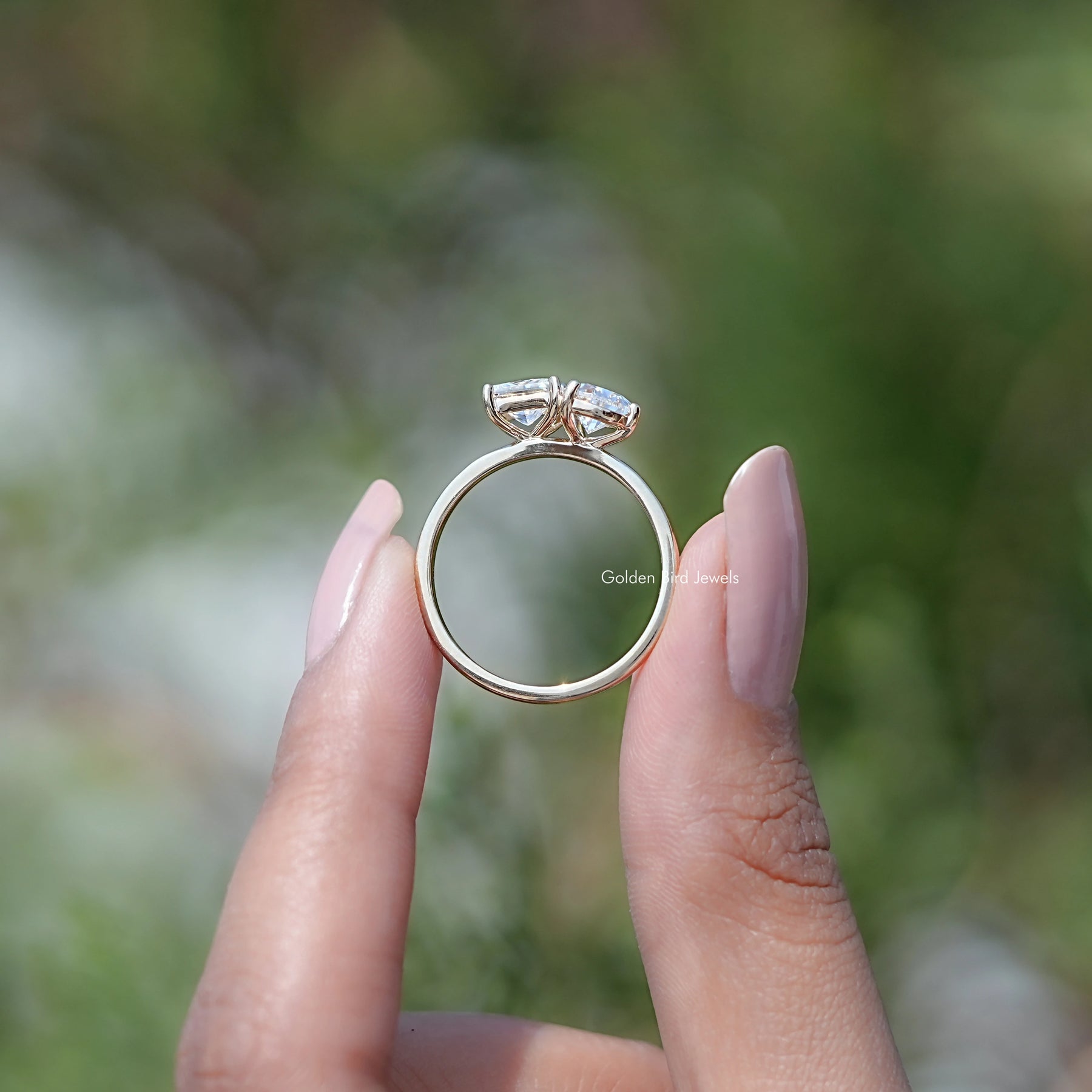 Pear and Princess Cut Moissanite Toi Et Moi Ring