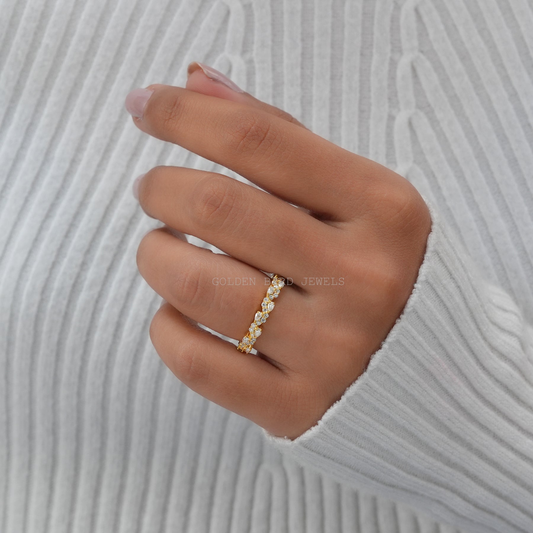 Pear And Round Eternity Moissanite Wedding Band