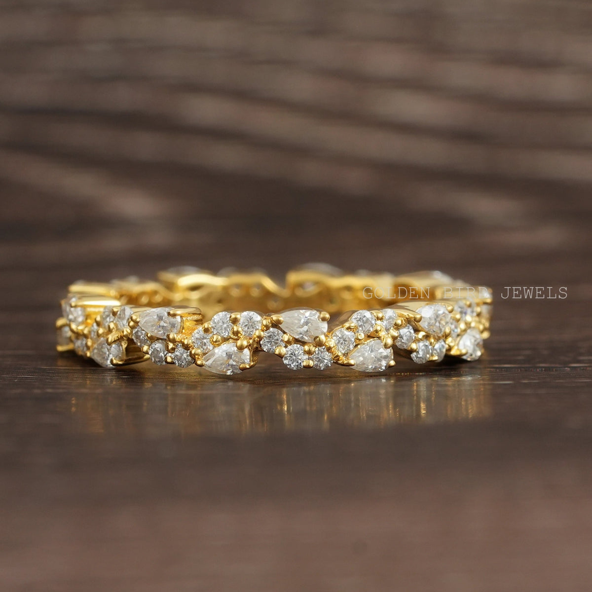 Pear And Round Eternity Moissanite Wedding Band