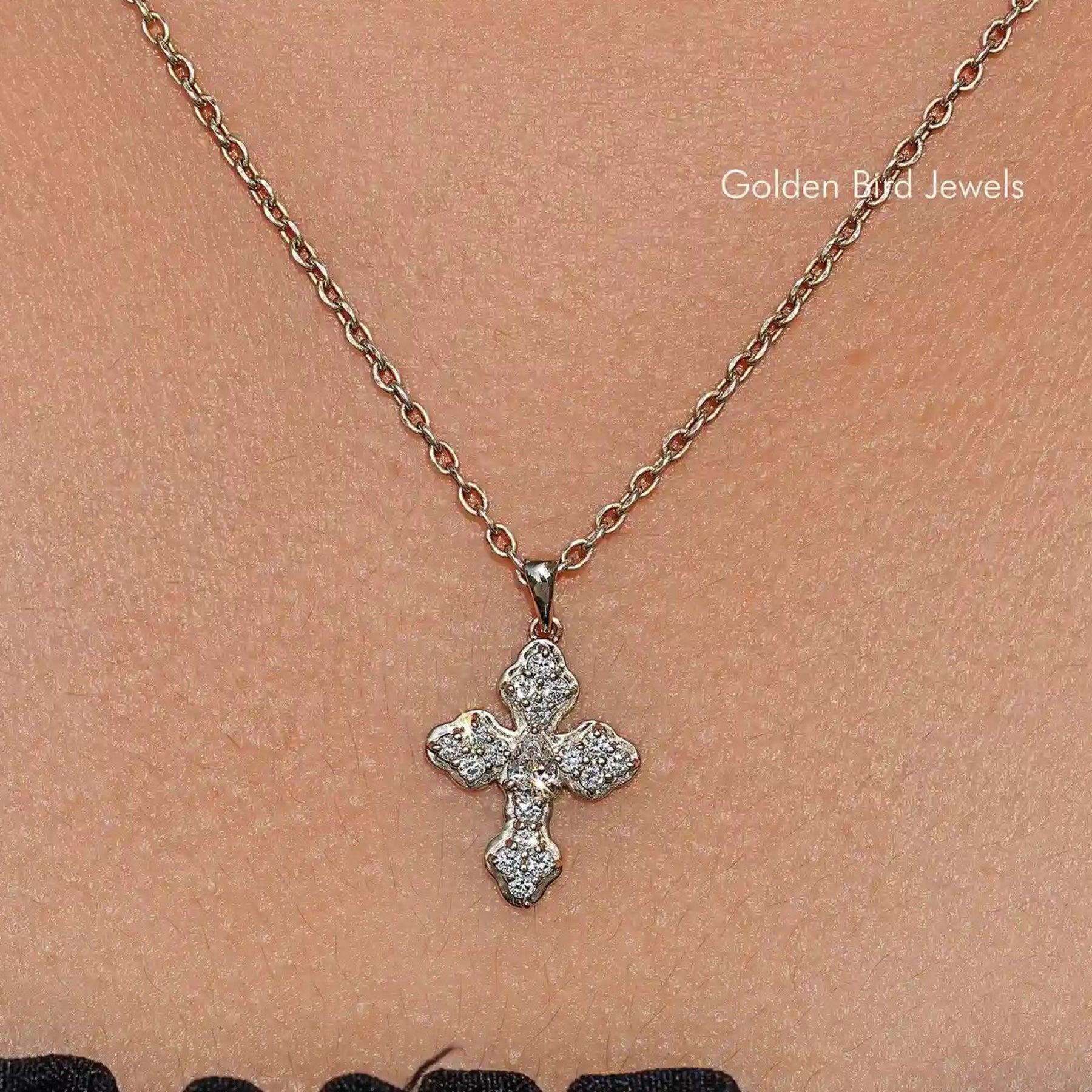 Pear And Round Lab Diamond Criss Cross Pendant