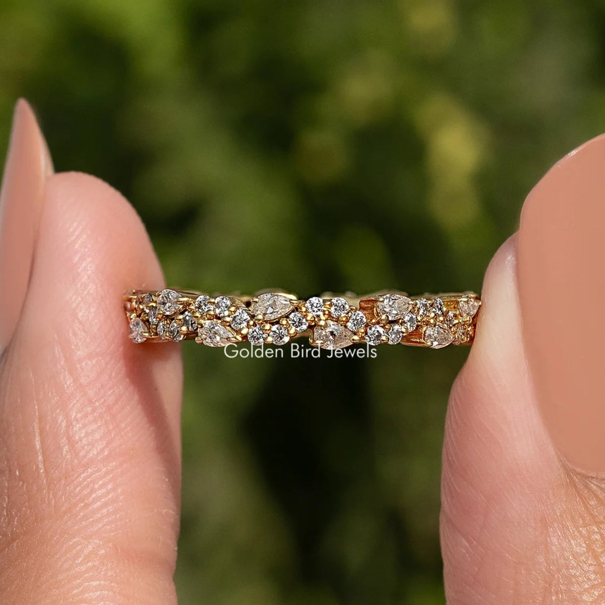 Pear And Round Moissanite Eternity Band