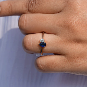 Pear Cut Blue Gemstone Toi Et Moi Ring