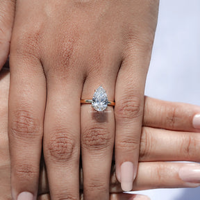 Pear Shaped Lab Diamond Hidden Halo Ring
