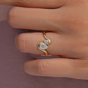 2 Stone Pear Cut Lab Diamond Toi Et Moi Ring