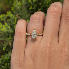 Pear Cut Moissanite Accent Engagement Ring