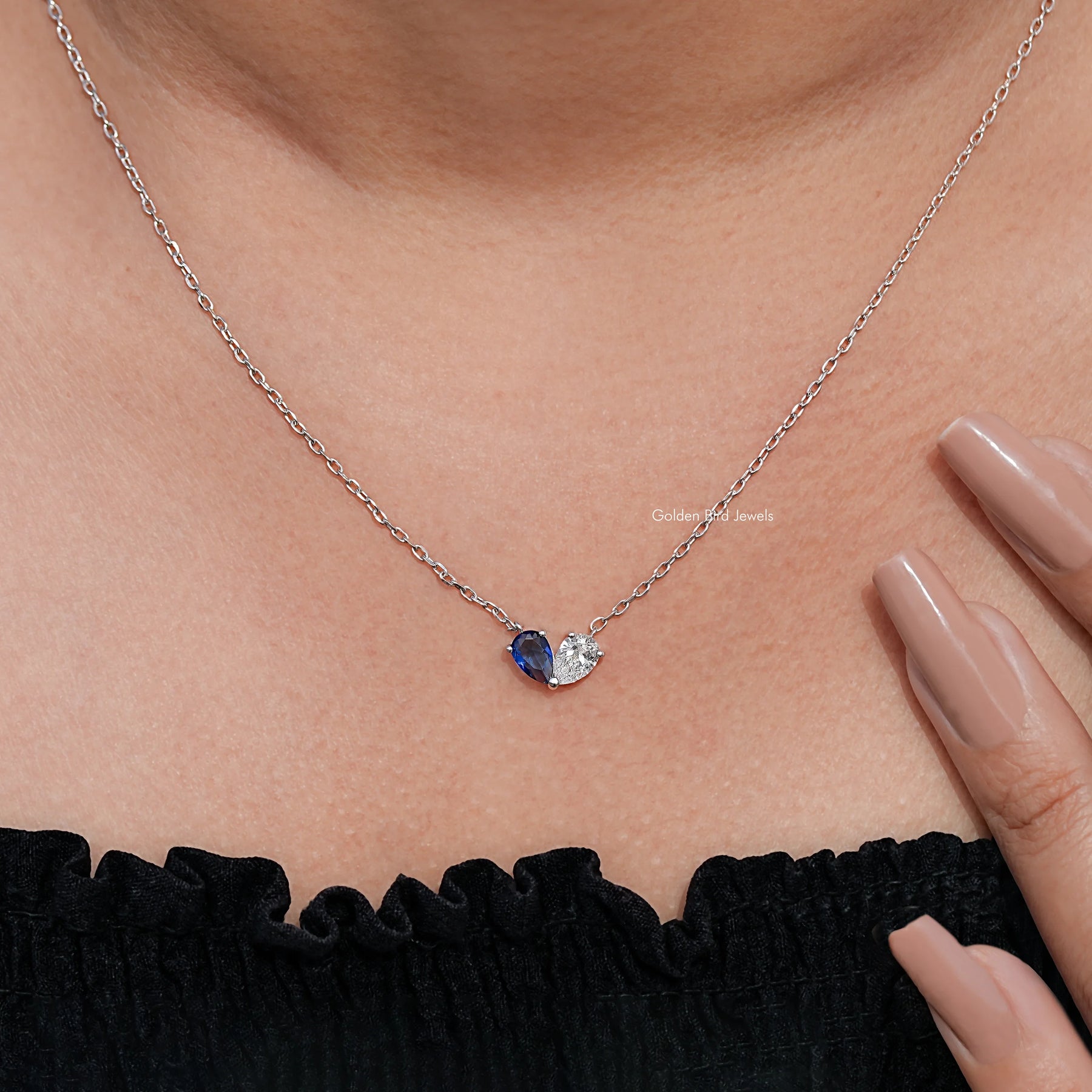 Pear Shaped Gemstone Toi Et Moi Pendant