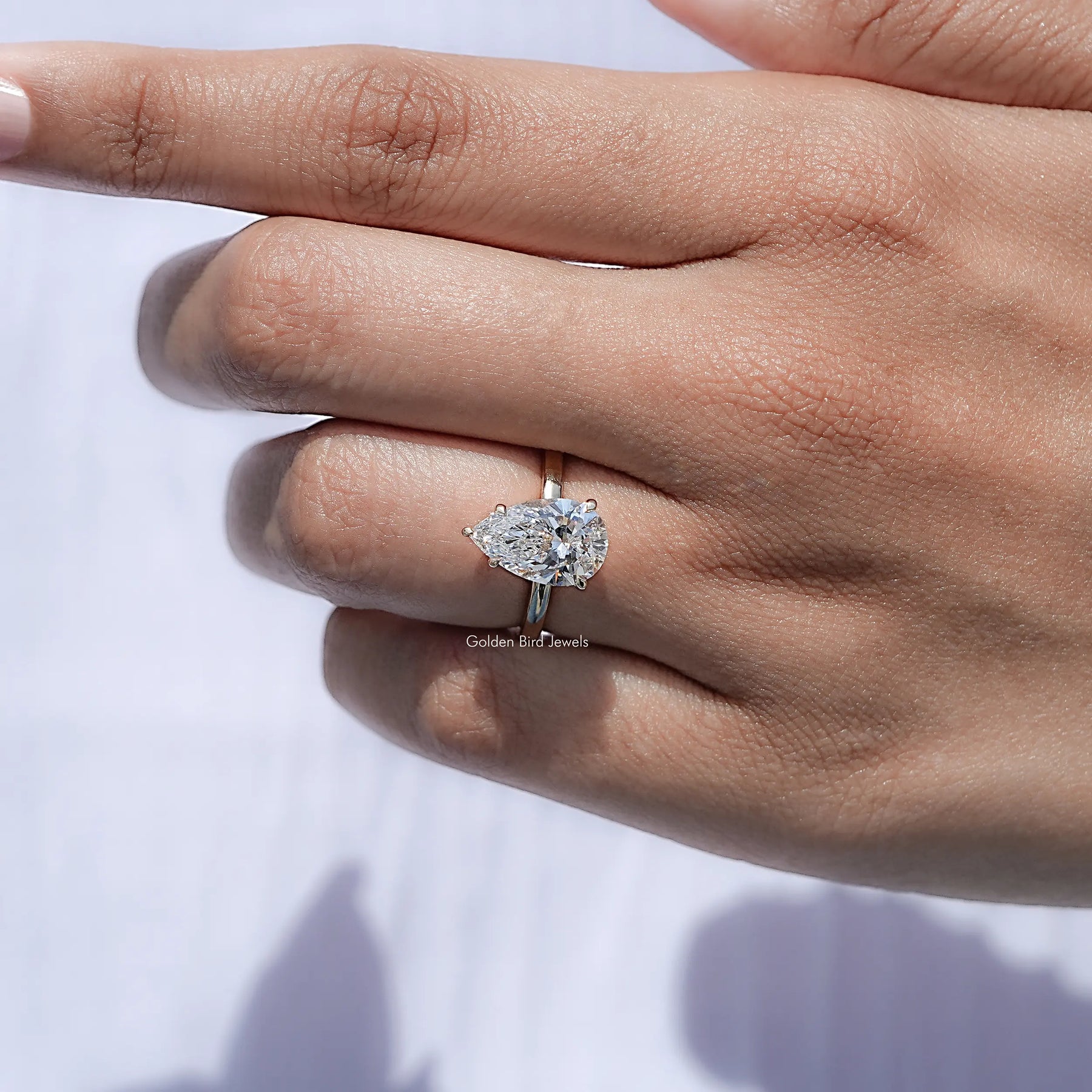 Pear Shaped Lab Diamond Hidden Halo Ring