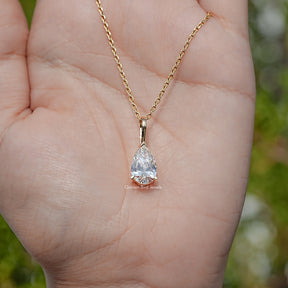 Lab Diamond Pear Cut Solitaire Pendant
