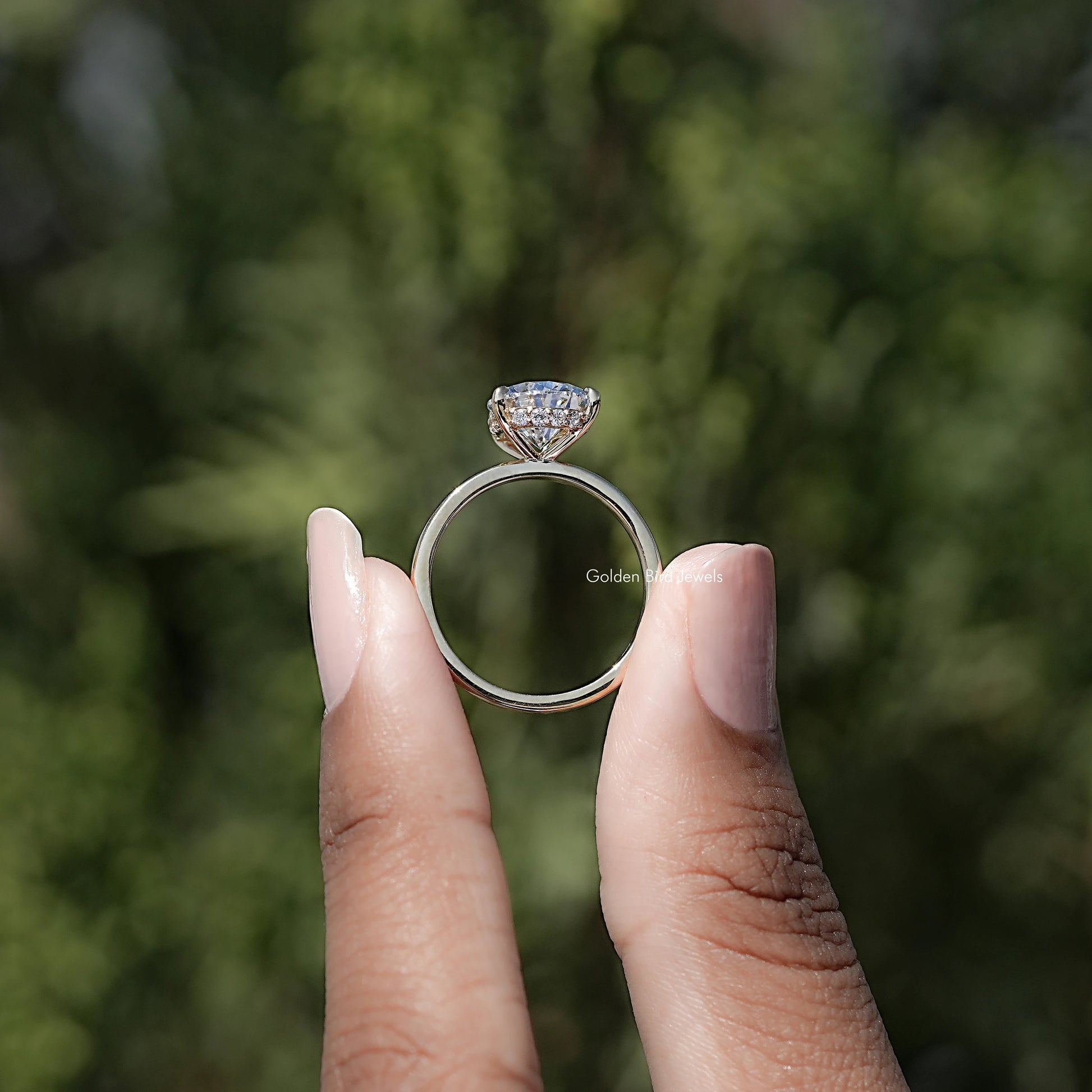 Back view of Pear Shaped Diamond Hidden Halo Ring