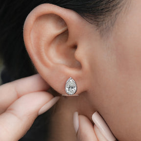 Milgrain Pear Shaped Lab Diamond Stud Earrings