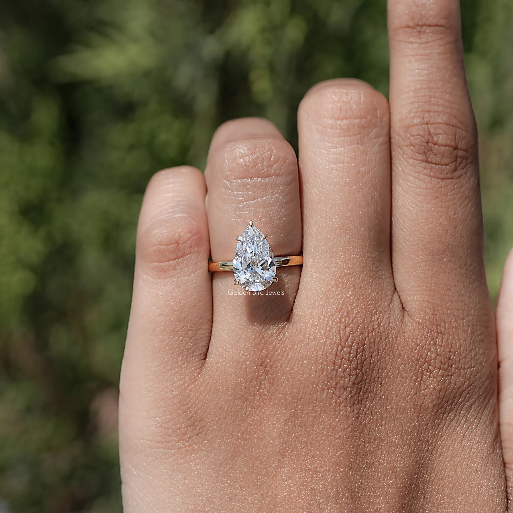 Pear Shaped Lab Diamond Hidden Halo Ring