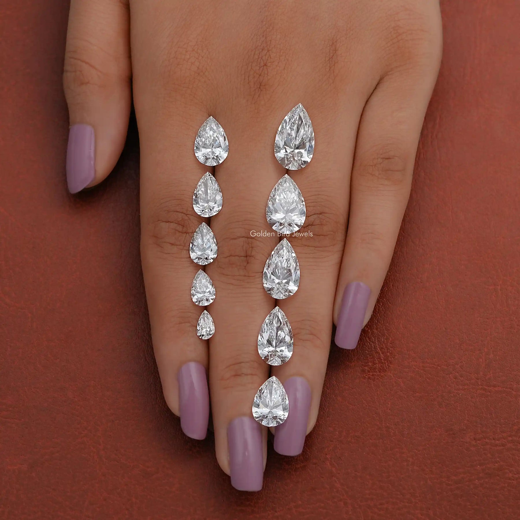 Front View Of Pear Shaped Lab Grown Loose Diamond In White