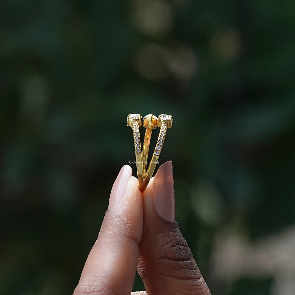 [Pear And Round Cut Moissanite Wedding Band]-[Golden Bird Jewels] 