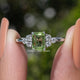 Peridot Green Emerald Gemstone Engagement Ring