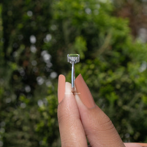 Peridot Green Emerald Gemstone Engagement Ring