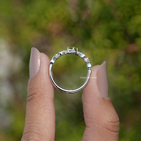 Peridot Green Oval Cut Gemstone Accent Ring