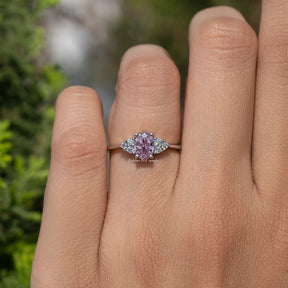 Pink Tourmaline Oval Gemstone Accent Stone Ring