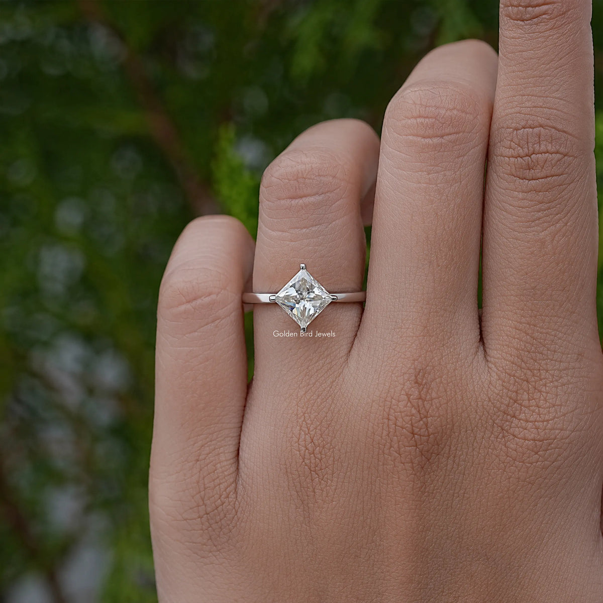 Princess Cut Moissanite Solitaire Engagement Ring