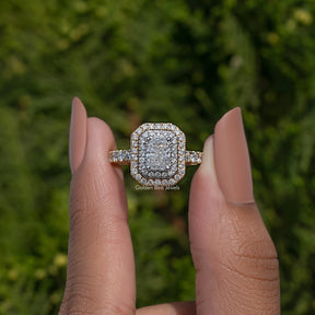 Radiant Cut Diamond Double Halo Engagement Ring