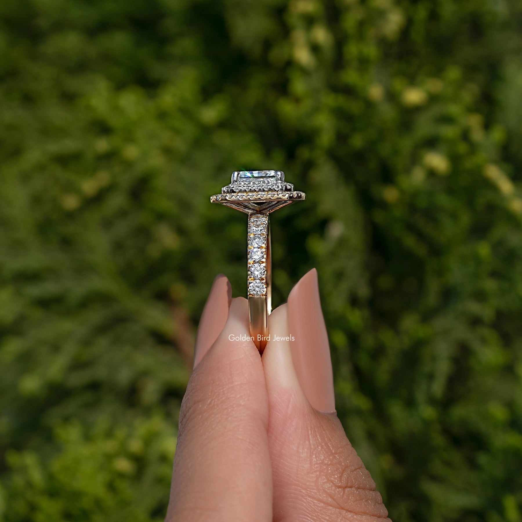 Radiant Cut Diamond Double Halo Engagement Ring