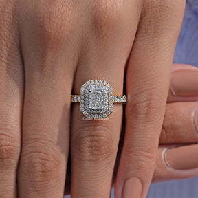 Radiant Cut Diamond Double Halo Engagement Ring