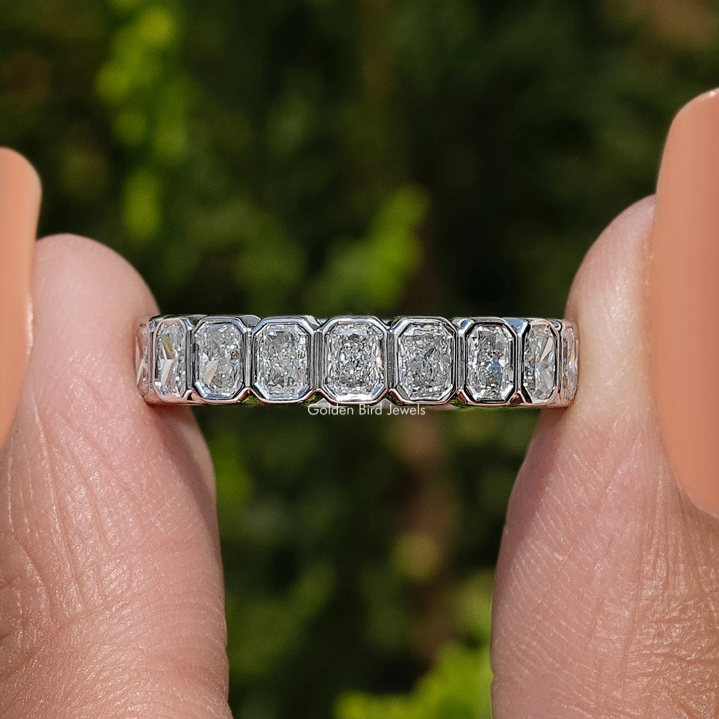 Midi Bezel Set Eternity Band With Radiant Cut