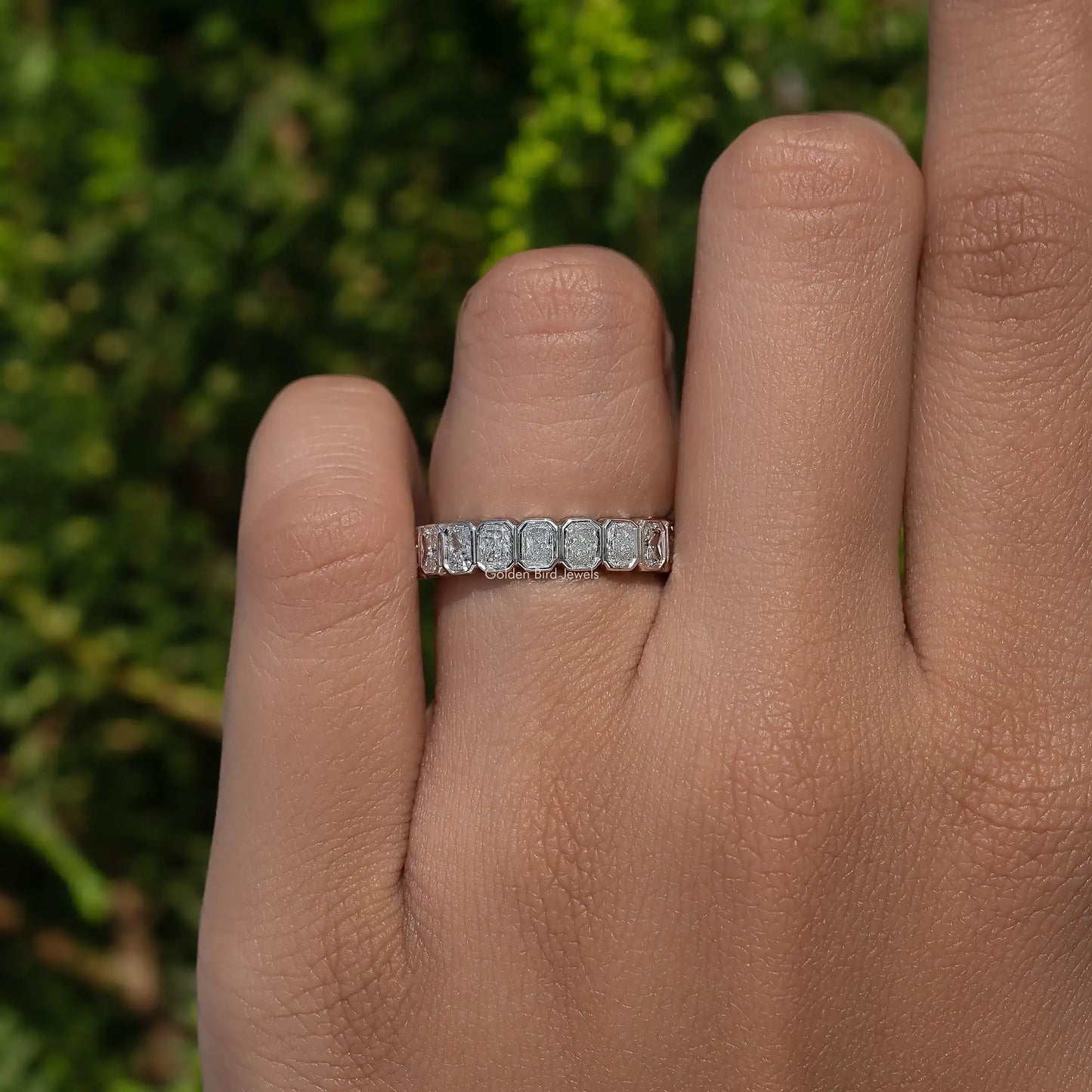 Midi Bezel Set Eternity Band With Radiant Cut