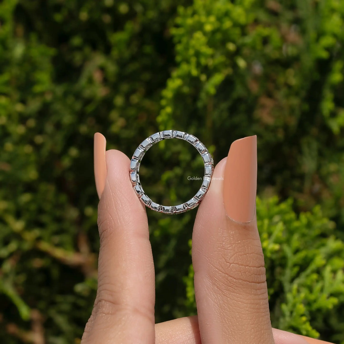 Midi Bezel Set Eternity Band With Radiant Cut