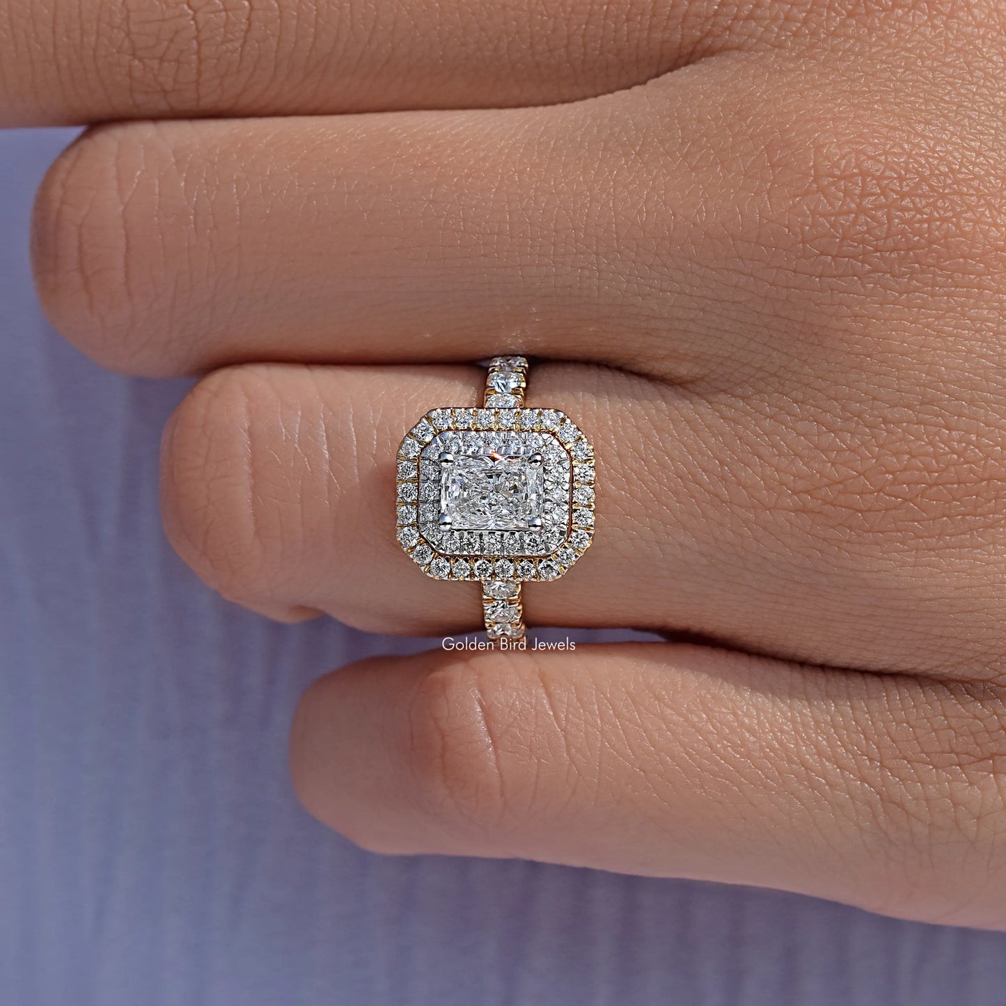 Radiant Cut Diamond Double Halo Engagement Ring