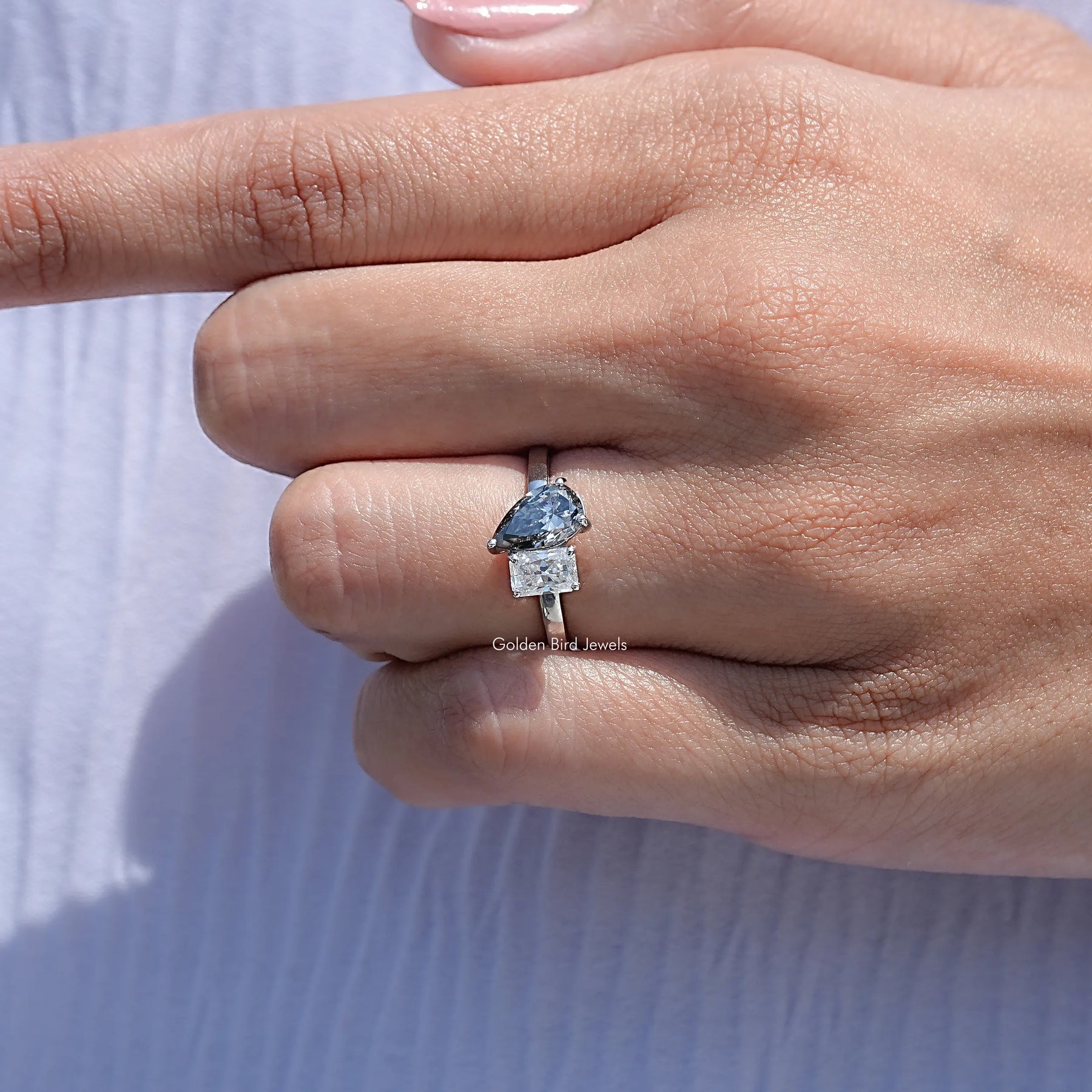 Radiant And Pear Cut Toi Et Moi Moissanite Ring