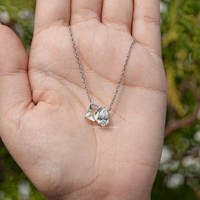 Radiant Cut Aqua Blue Gemstone Toi Et Moi Pendant