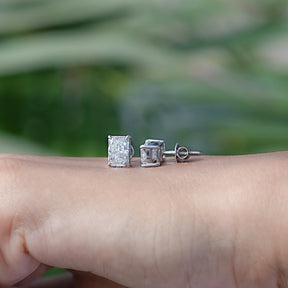 Front And Back Side View Of solitaire stud earrings crafted in lab diamonds 