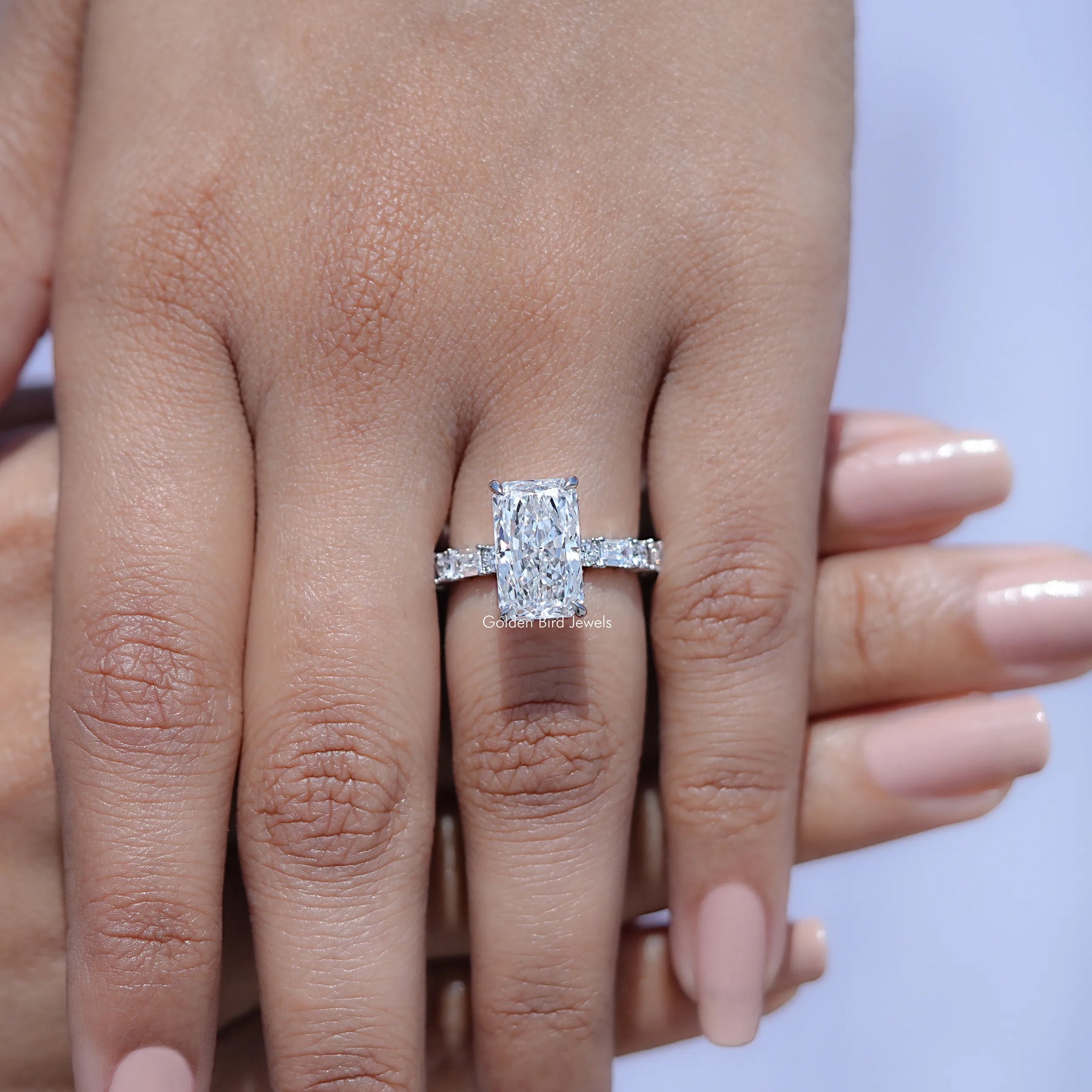 Radiant Cut Lab Diamond Accent Set Ring
