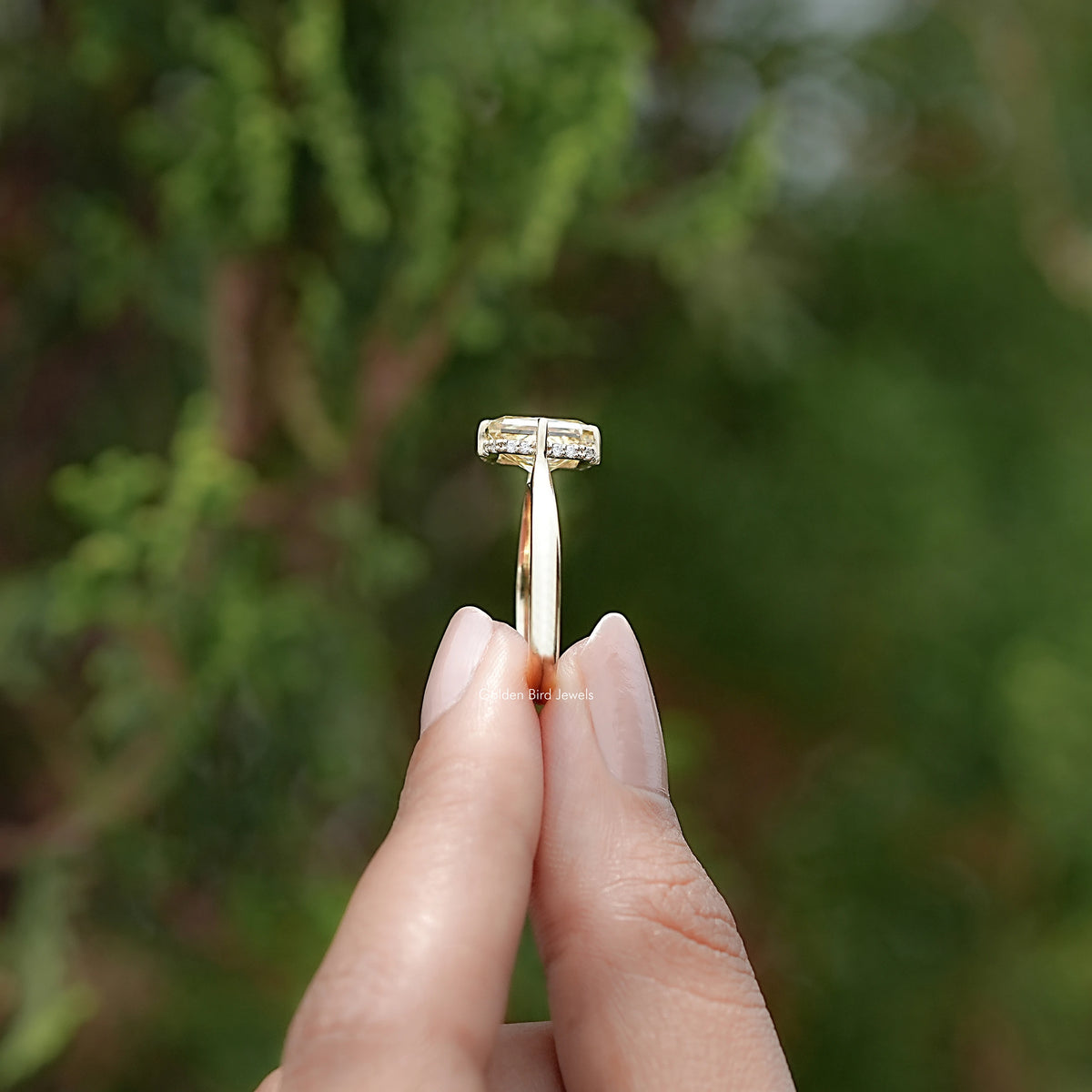 Yellow Radiant Cut Moissanite Engagement Ring