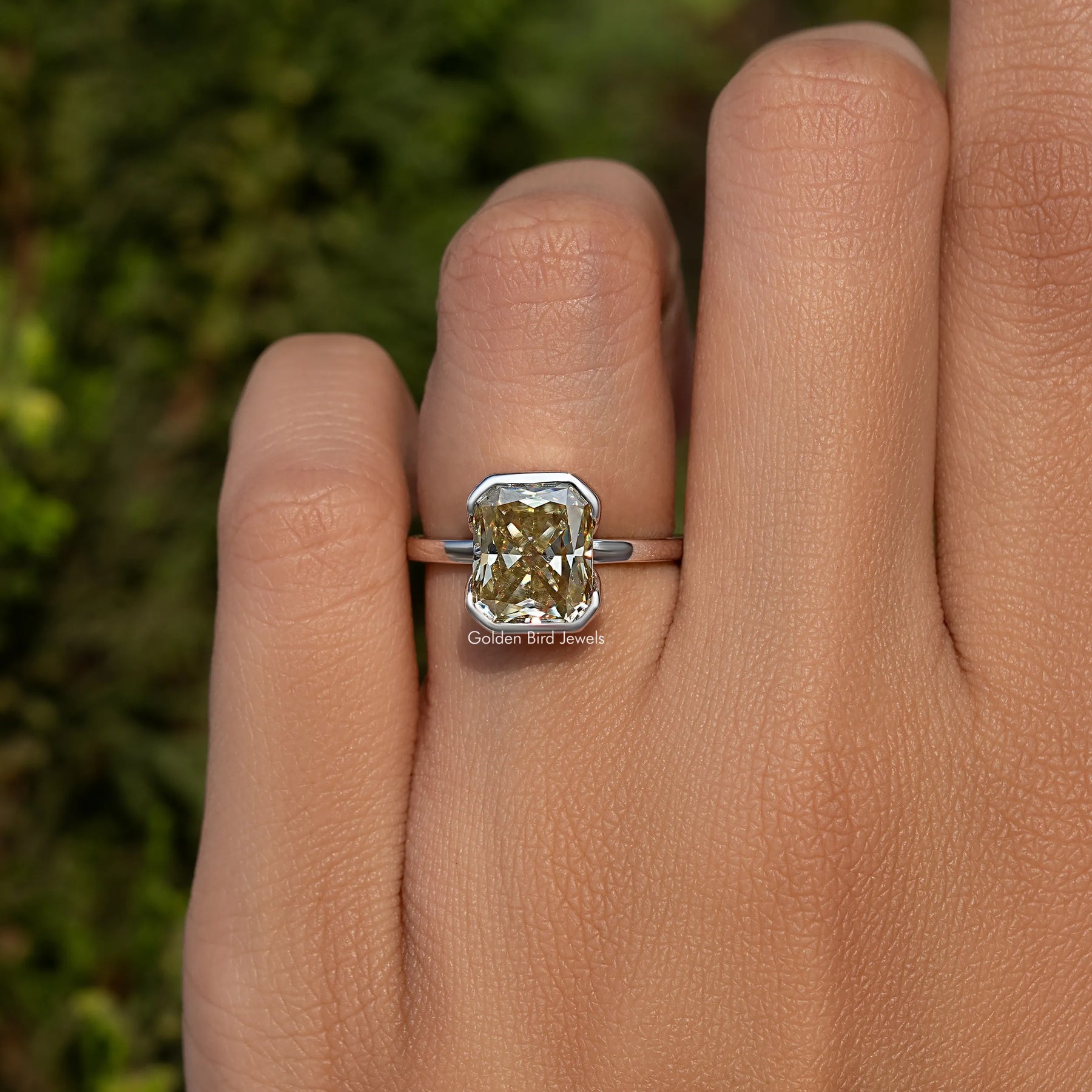 Canary Yellow Radiant Cut Moissanite Solitaire Ring