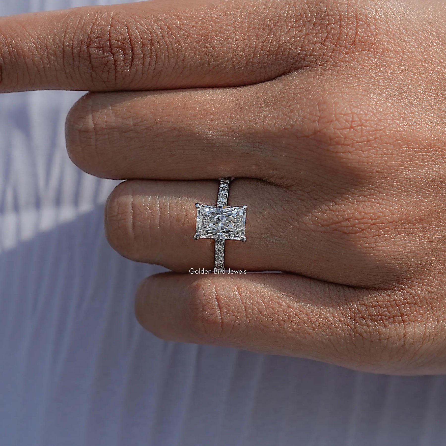 Radiant Shaped Accent Lab Diamond Ring