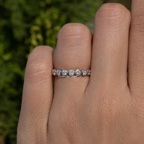 Round Bezel Set Lab Diamond Wedding Band